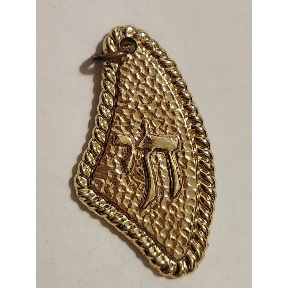 Vintage TC Sterling Silver Gold Tone Chai Israel Judah Symbol Pendant Necklace